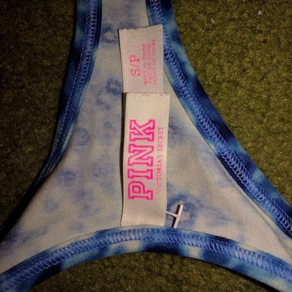 Victoria’s Secret PINK Blue Tie Dye Logo Racerback Bra Size Small - Picture 4 of 5